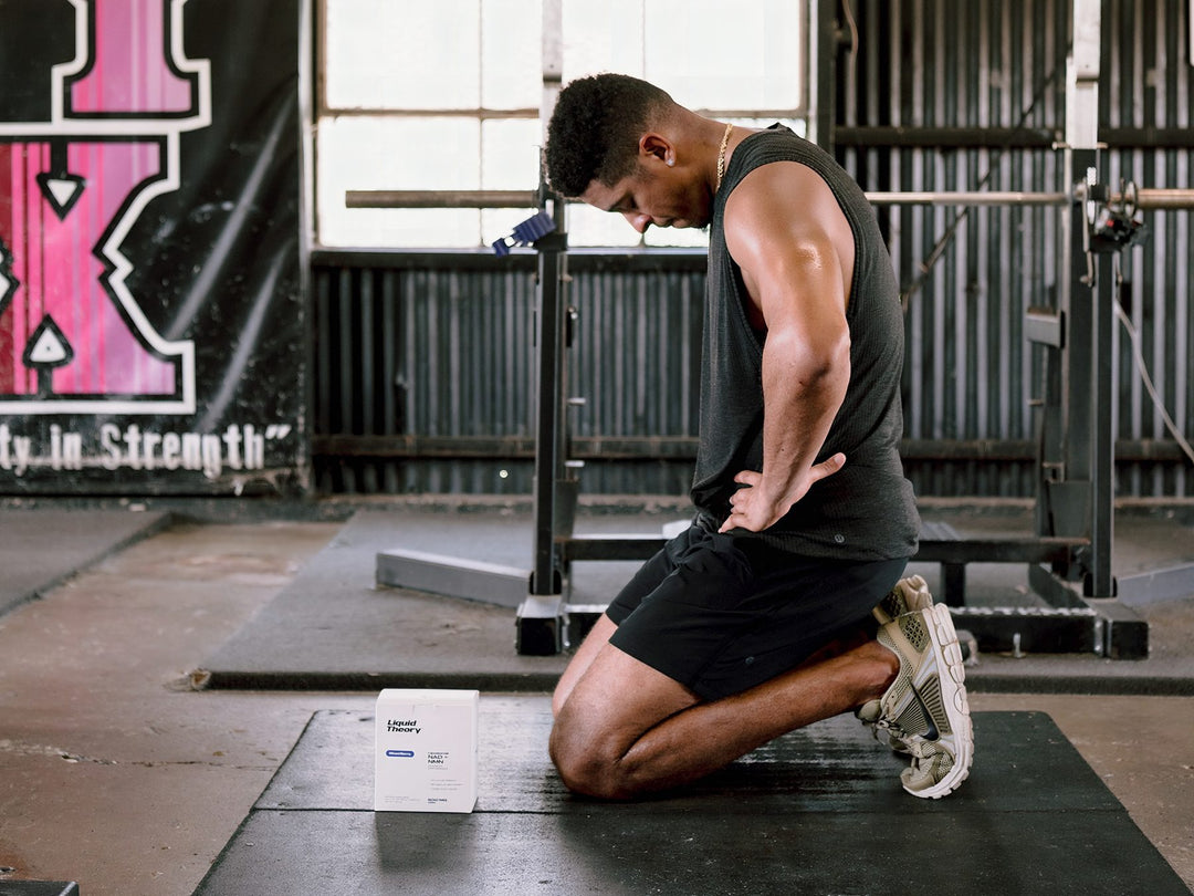 Athlete resting in the gym with Liquid Theory
